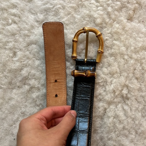 VTG leather bamboo belt✨ - Picture 2 of 3